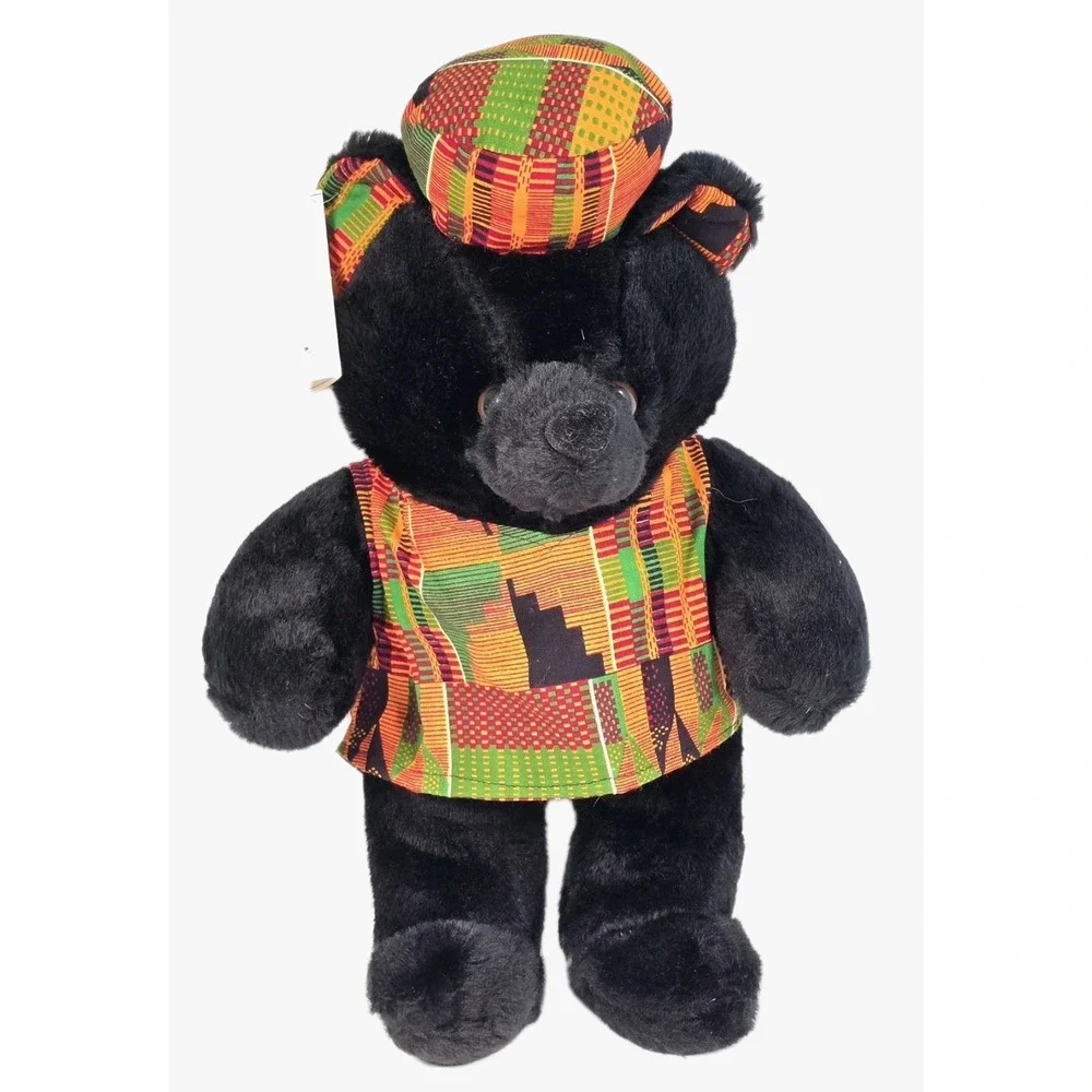 Rare 1993 Prestige International CHAKA BEAR Plush With Traditional African Cloth